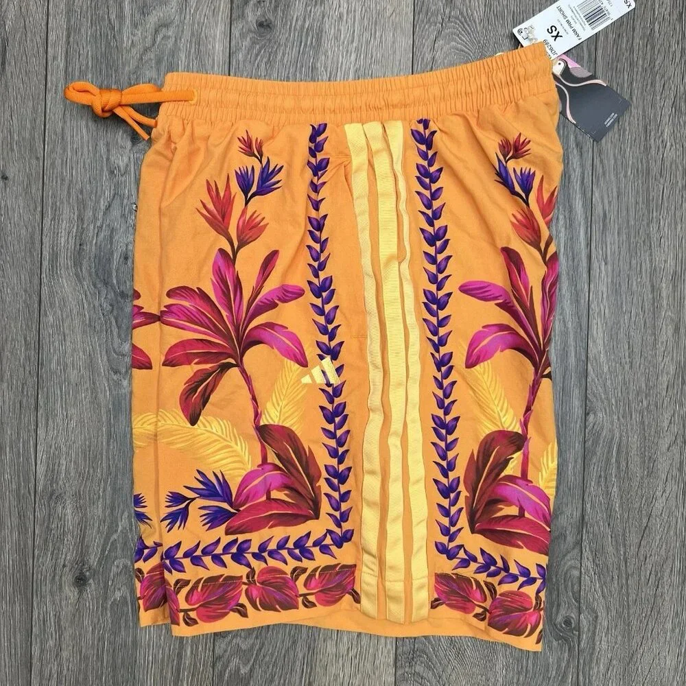Adidas x Farm Rio Premium Shorts Size XS Womens Bright Orange Tropical Vacation - Picture 6 of 10